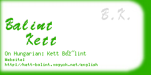 balint kett business card